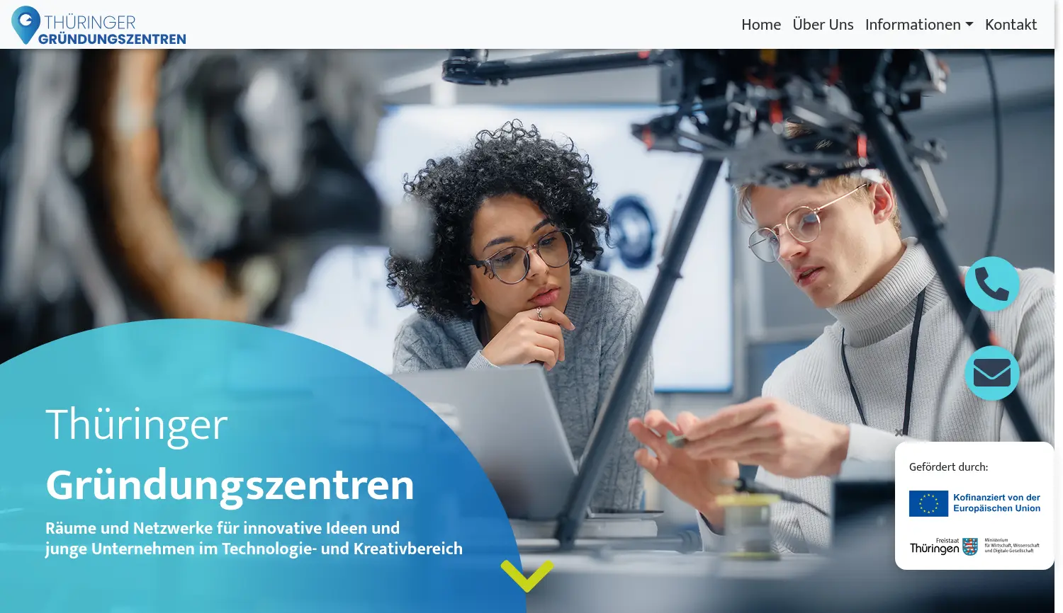 Website der Firma Technologie- und Gründerzentrum Ilmenau GmbH