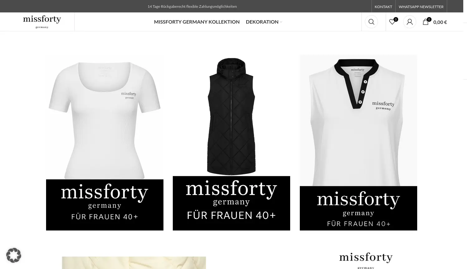 Website der Firma missforty germany GmbH