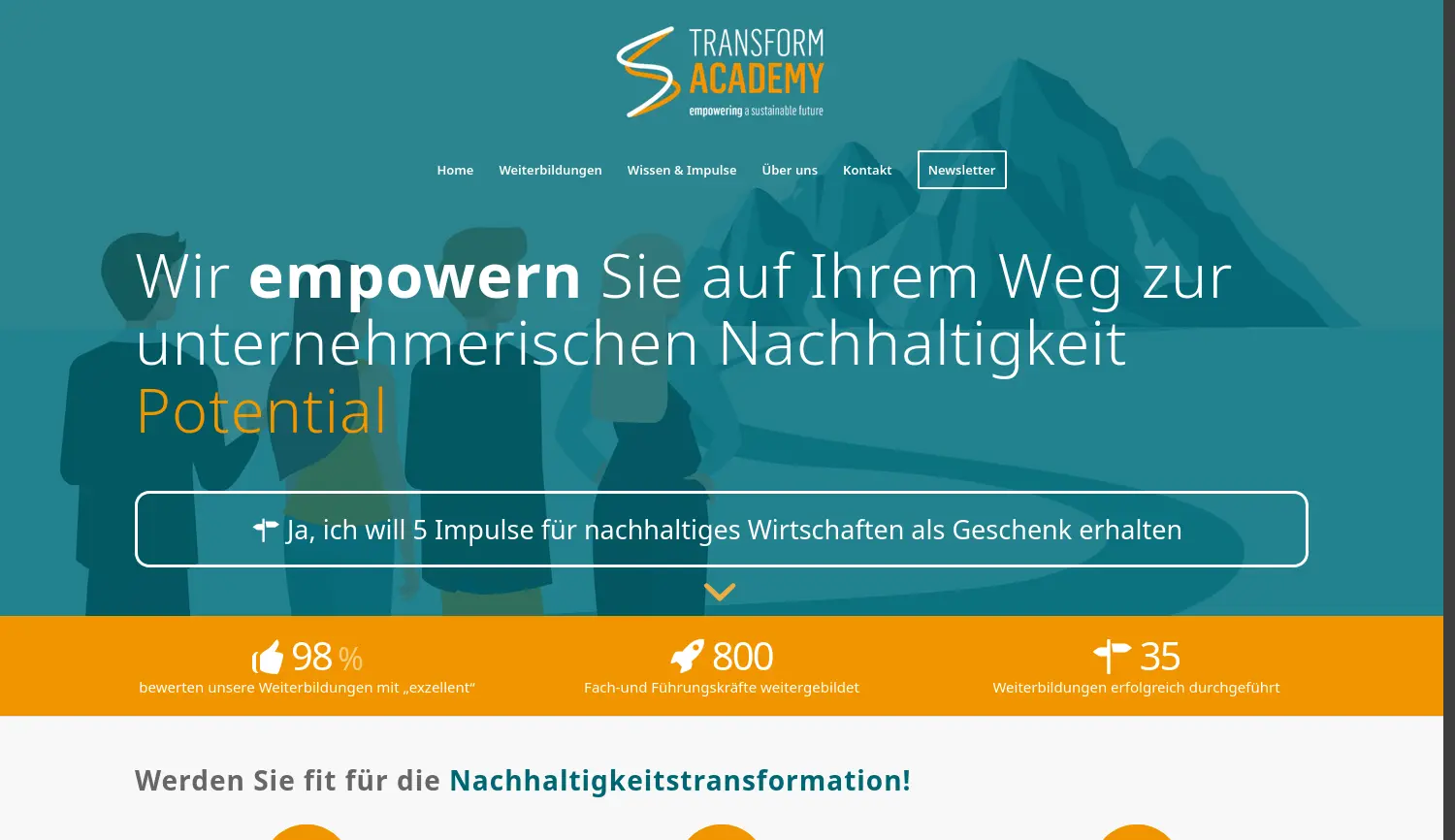Website der Firma transform academy