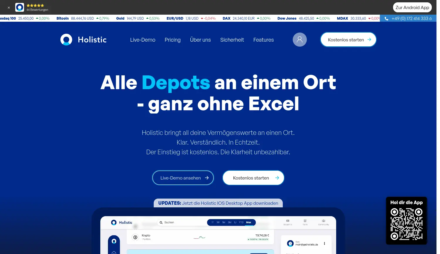 Website der Firma Holistic Capital GmbH