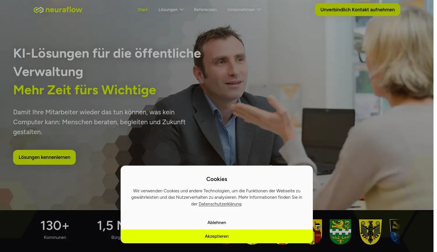 Website der Firma neuraflow GmbH