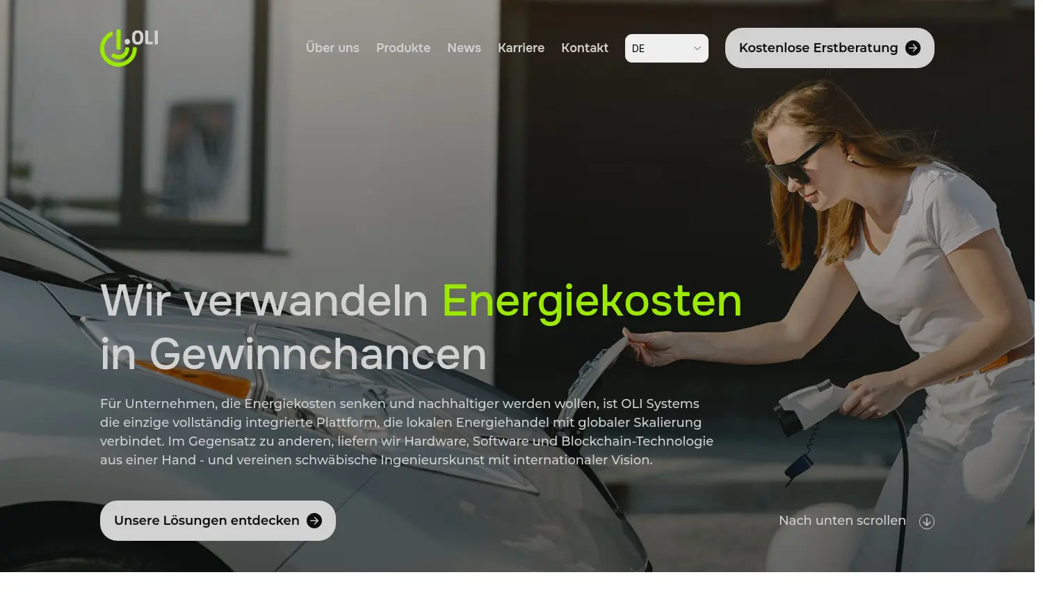 Website der Firma OLI Systems GmbH