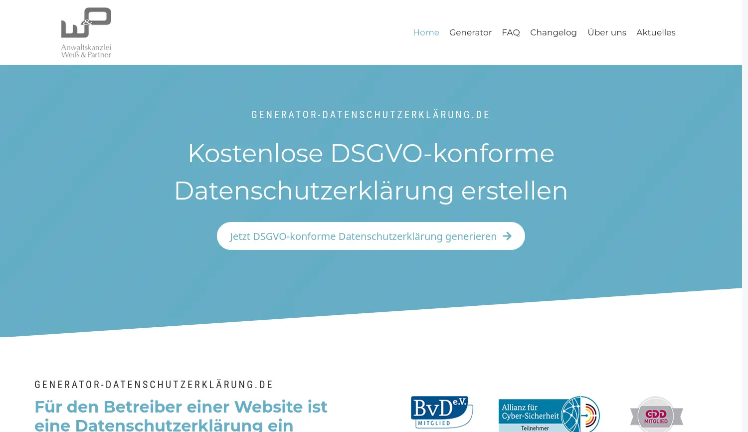 Website der Firma Anwaltskanzlei Weiß & Partner® Rechtsanwälte Patentanwalt