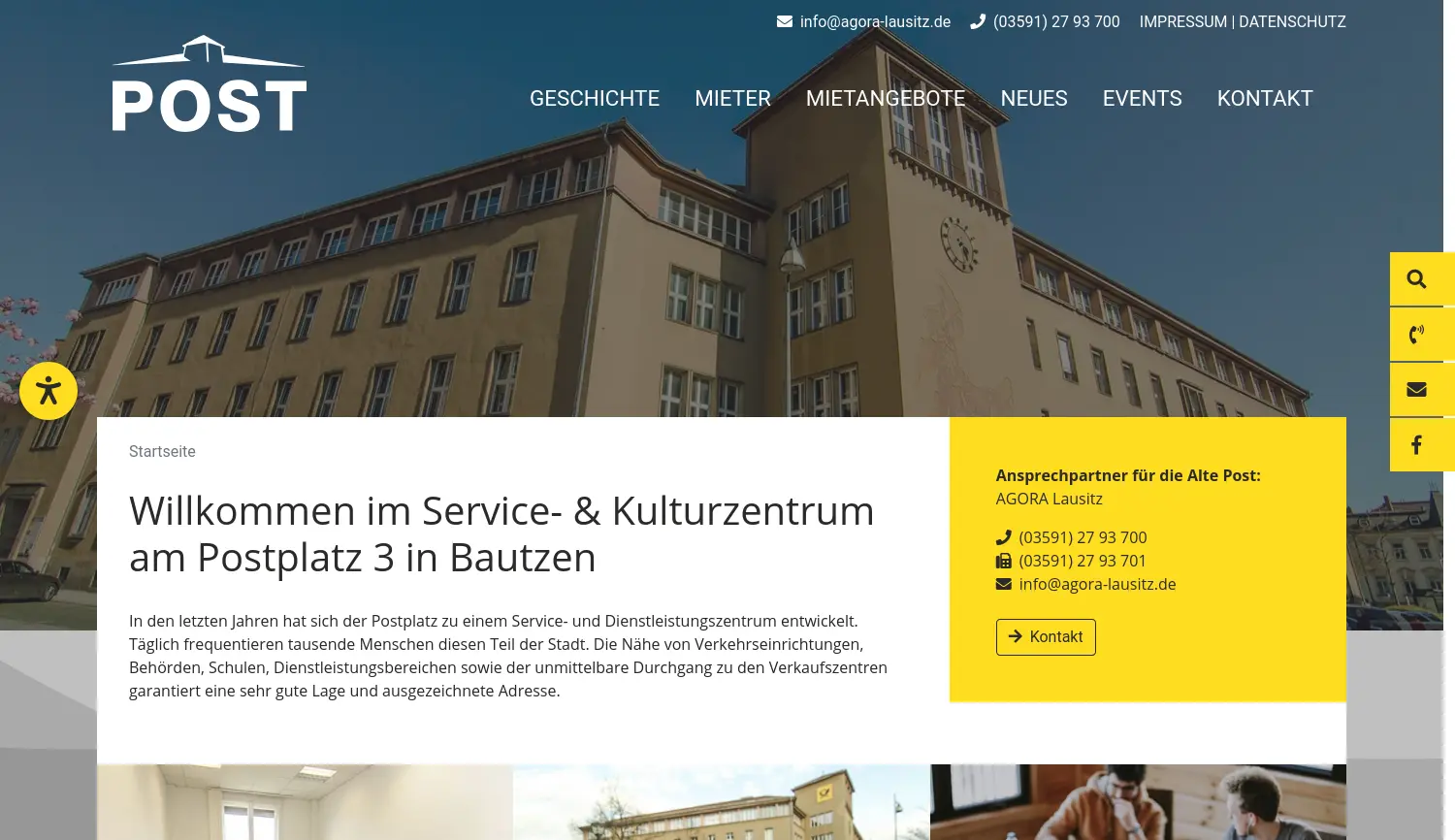 Website der Firma AGORA Lausitz
