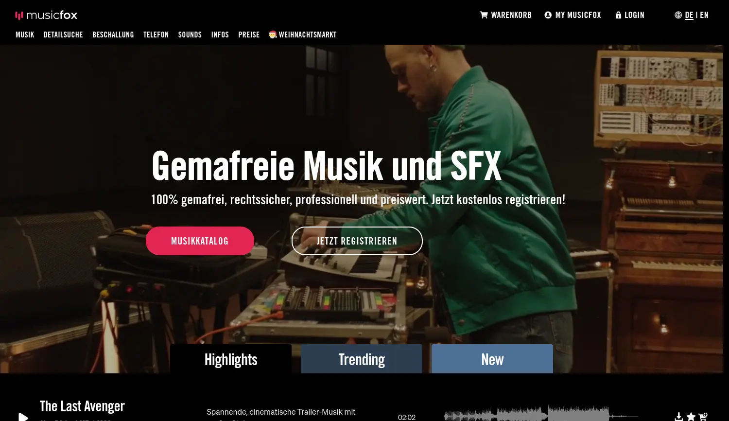 Website der Firma musicfox UG (空haftungsbeschränkt)