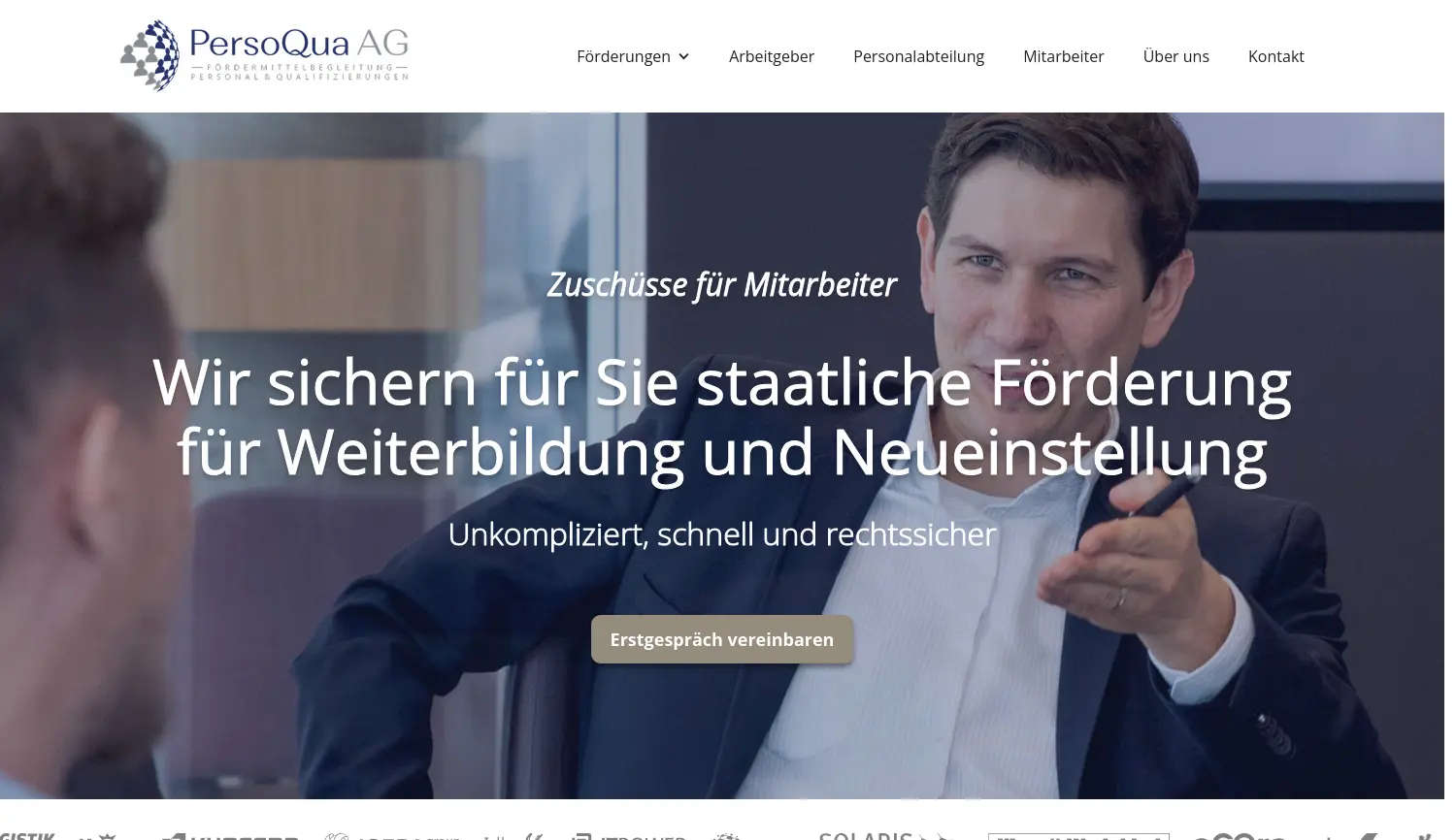 Website der Firma PersoQua AG