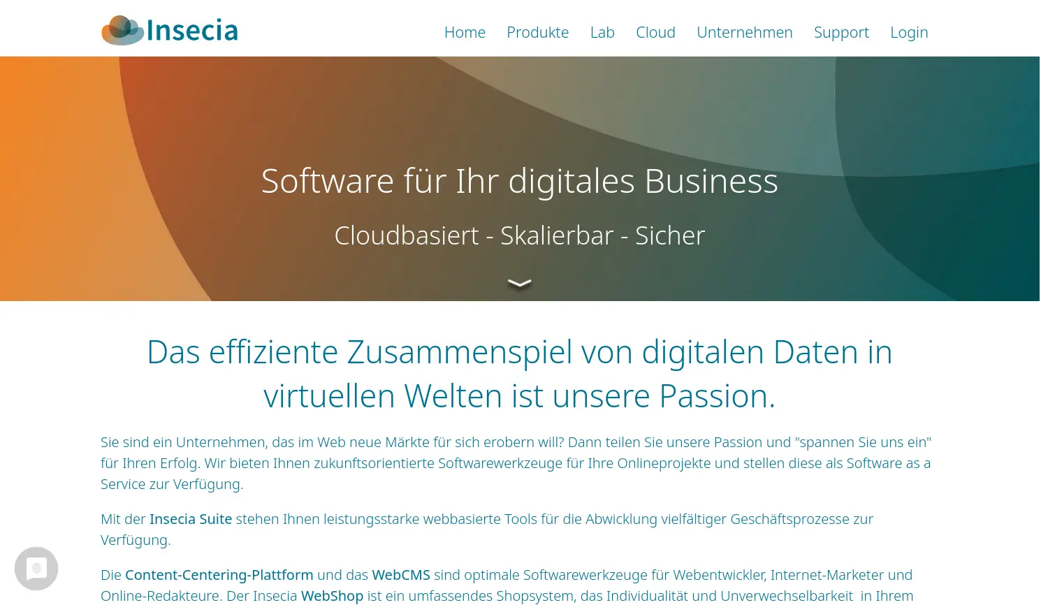 Website der Firma Insecia GmbH
