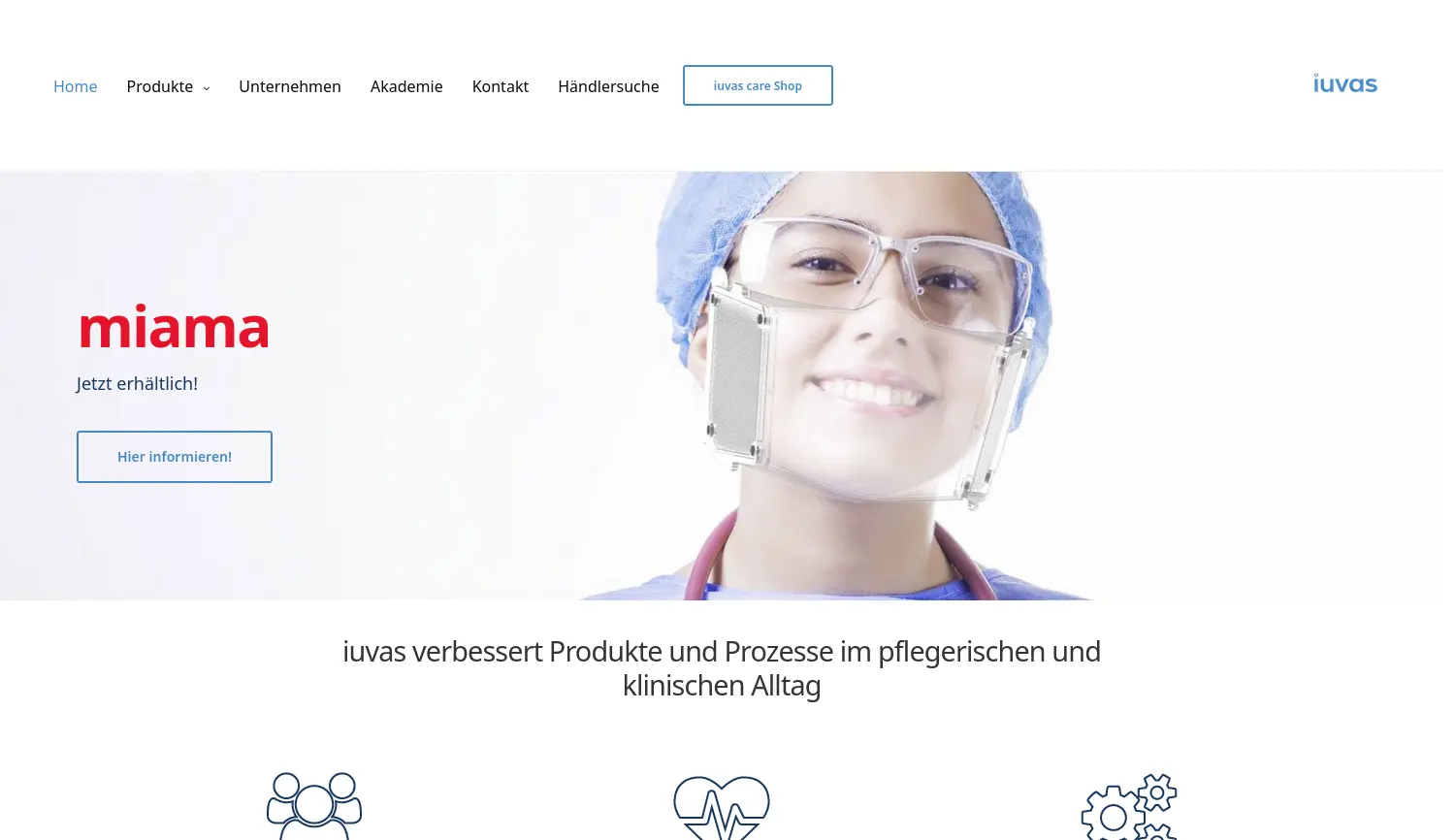 Website der Firma iuvas care GmbH
