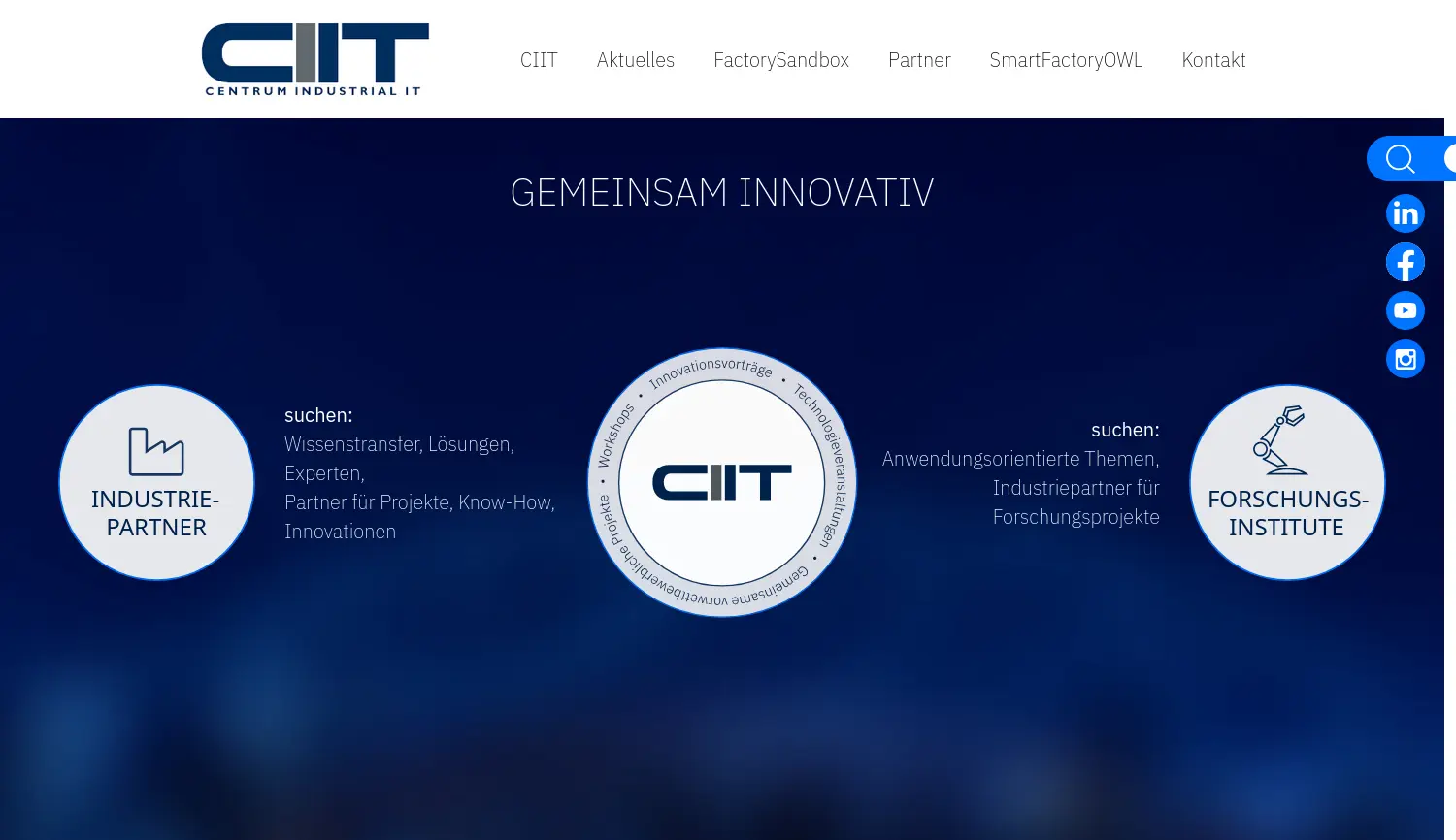 Website der Firma CENTRUM INDUSTRIAL IT (CIIT) e. V.