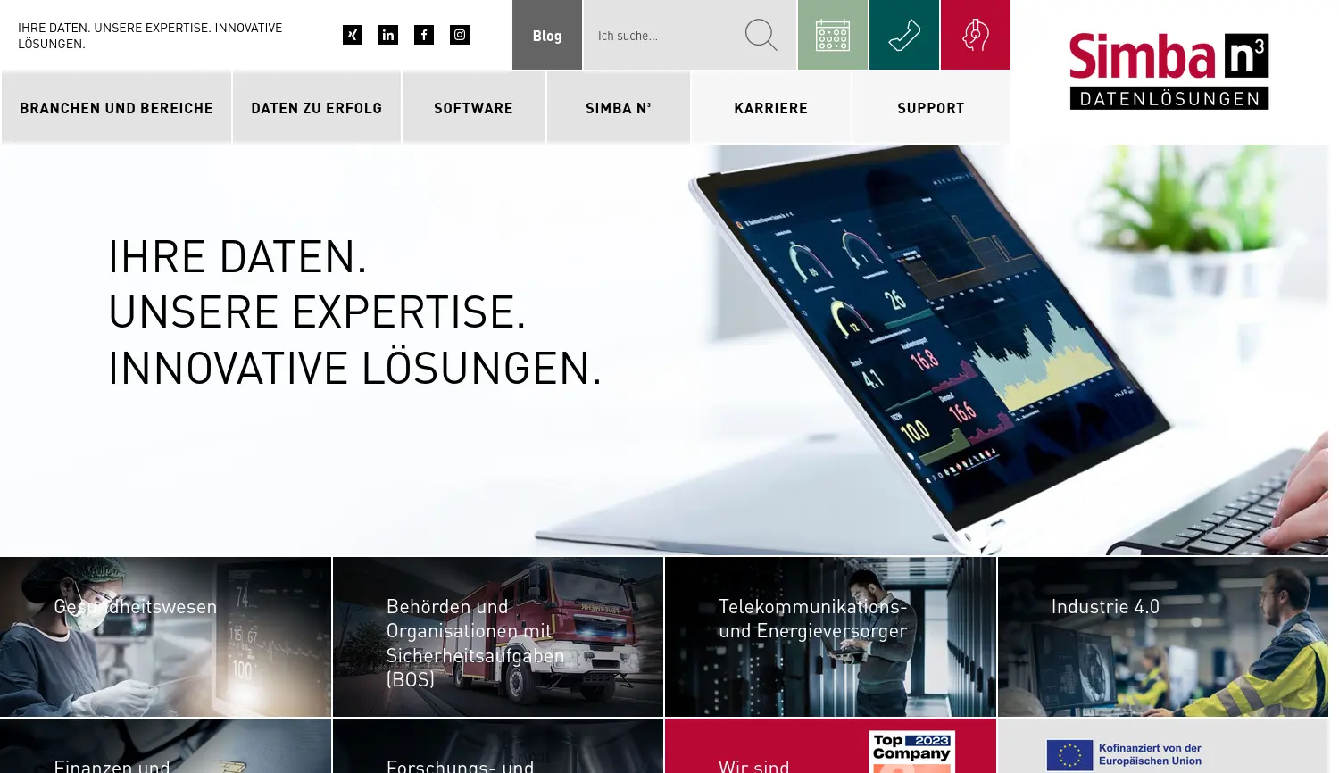 Website der Firma Simba n³ GmbH