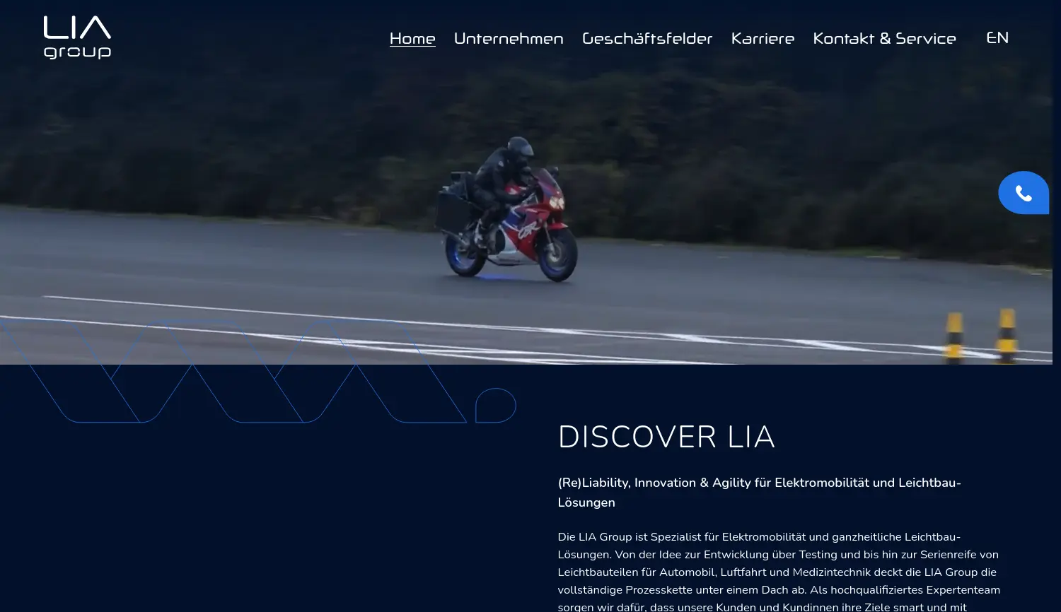 Website der Firma LIA GmbH