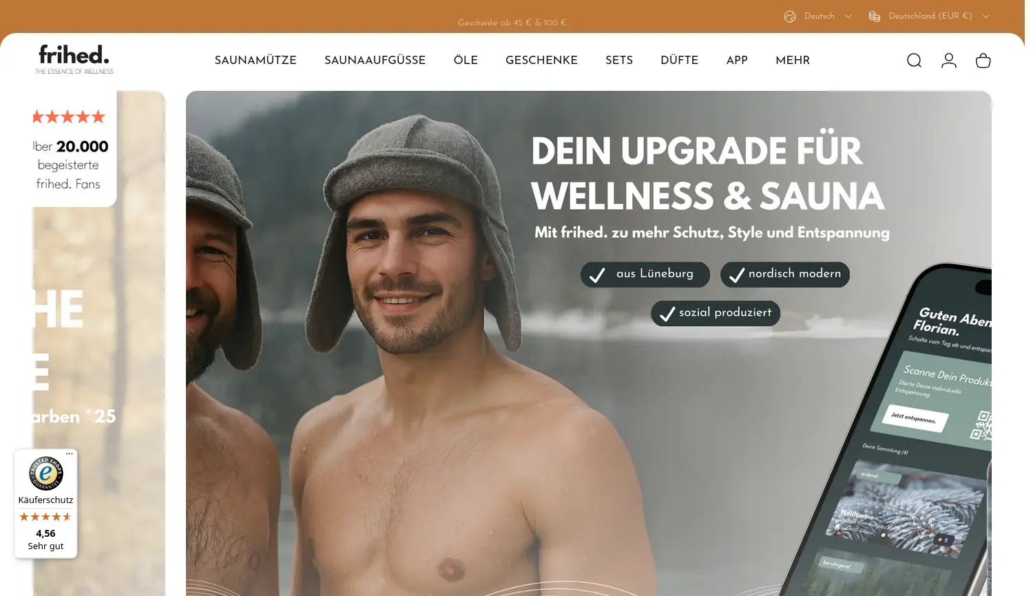 Website der Firma frihed. GmbH