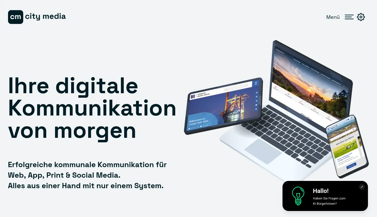 Website der Firma cm city media GmbH