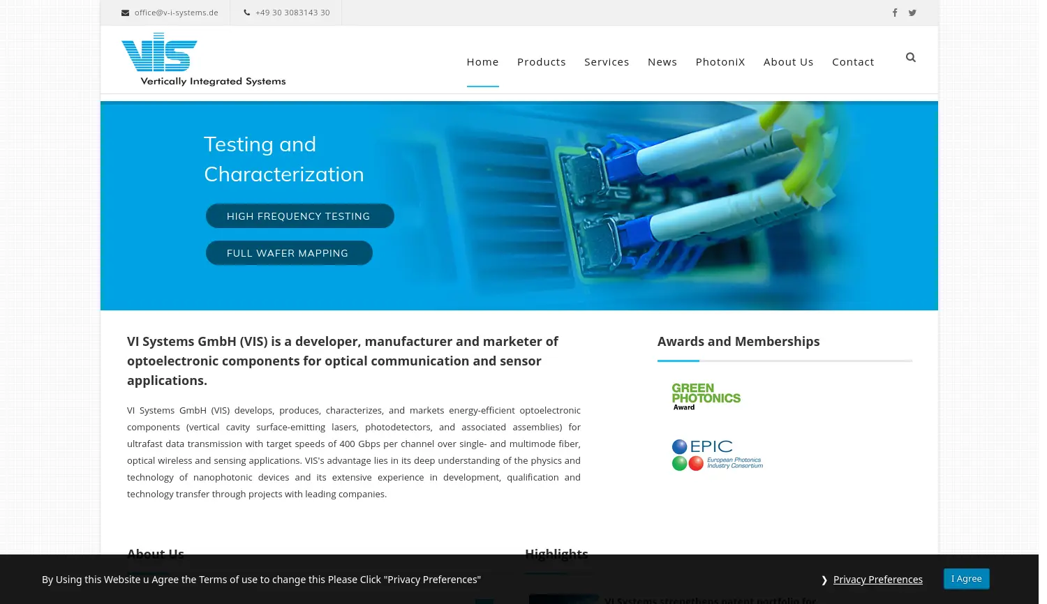 Website der Firma VI Systems GmbH