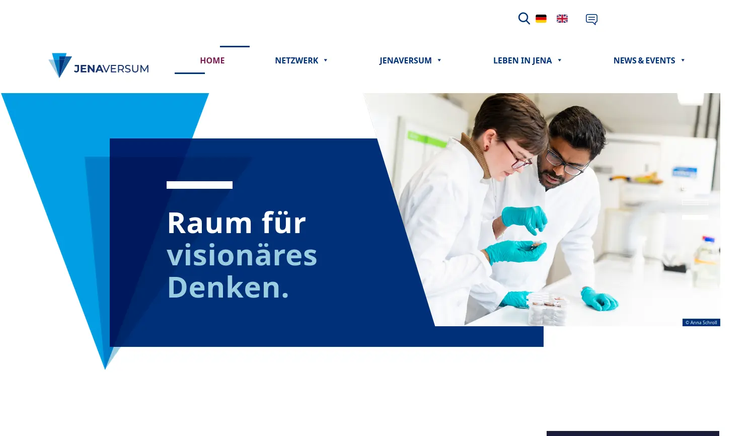 Website der Firma JenaVersum e. V.