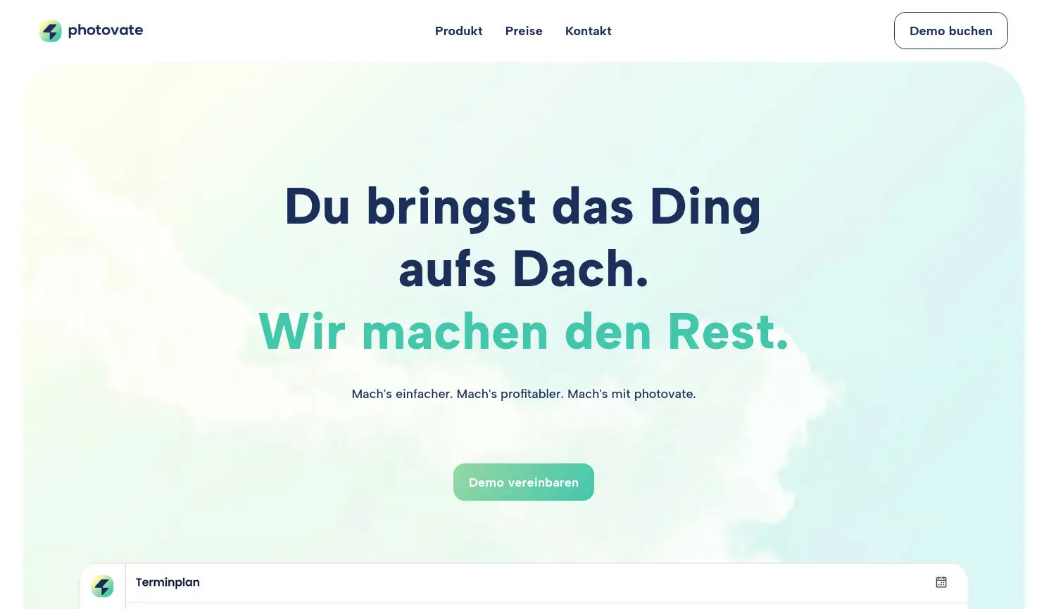 Website der Firma Photovate GmbH