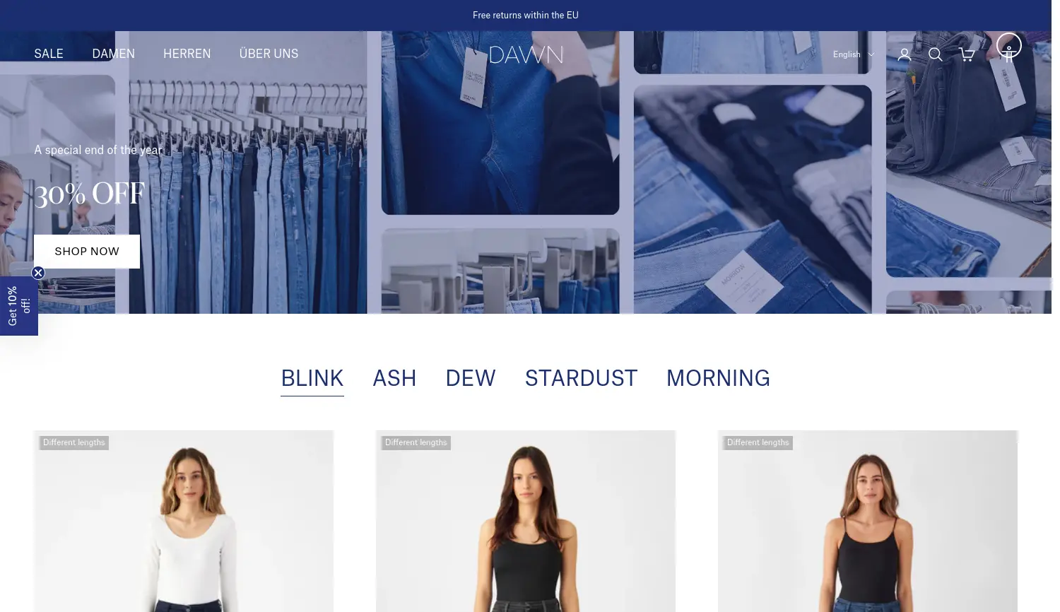 Website der Firma DAWN GmbH