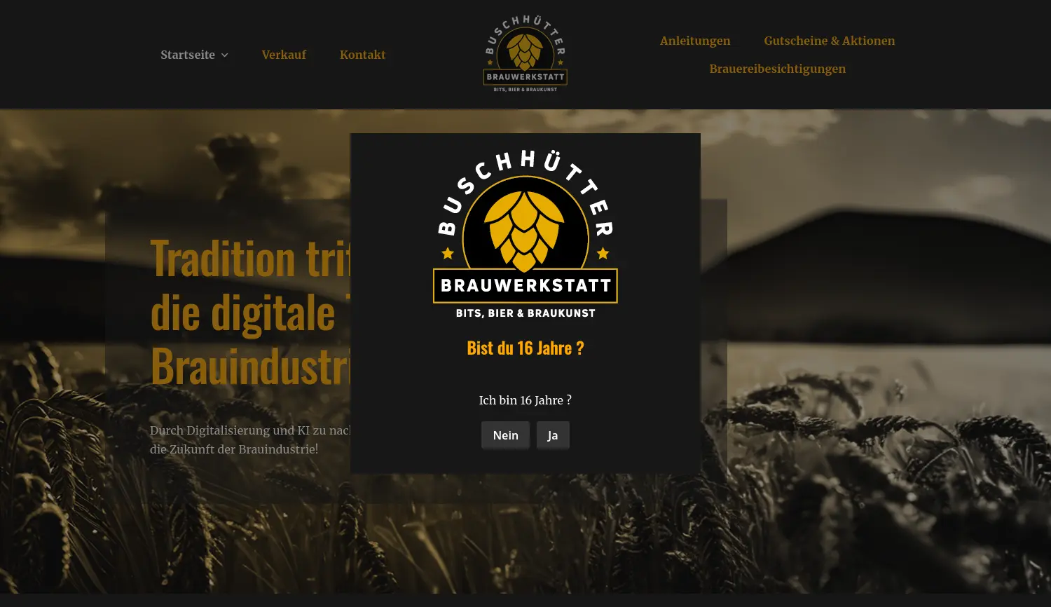 Website der Firma Buschhütter Brauwerkstatt GmbH