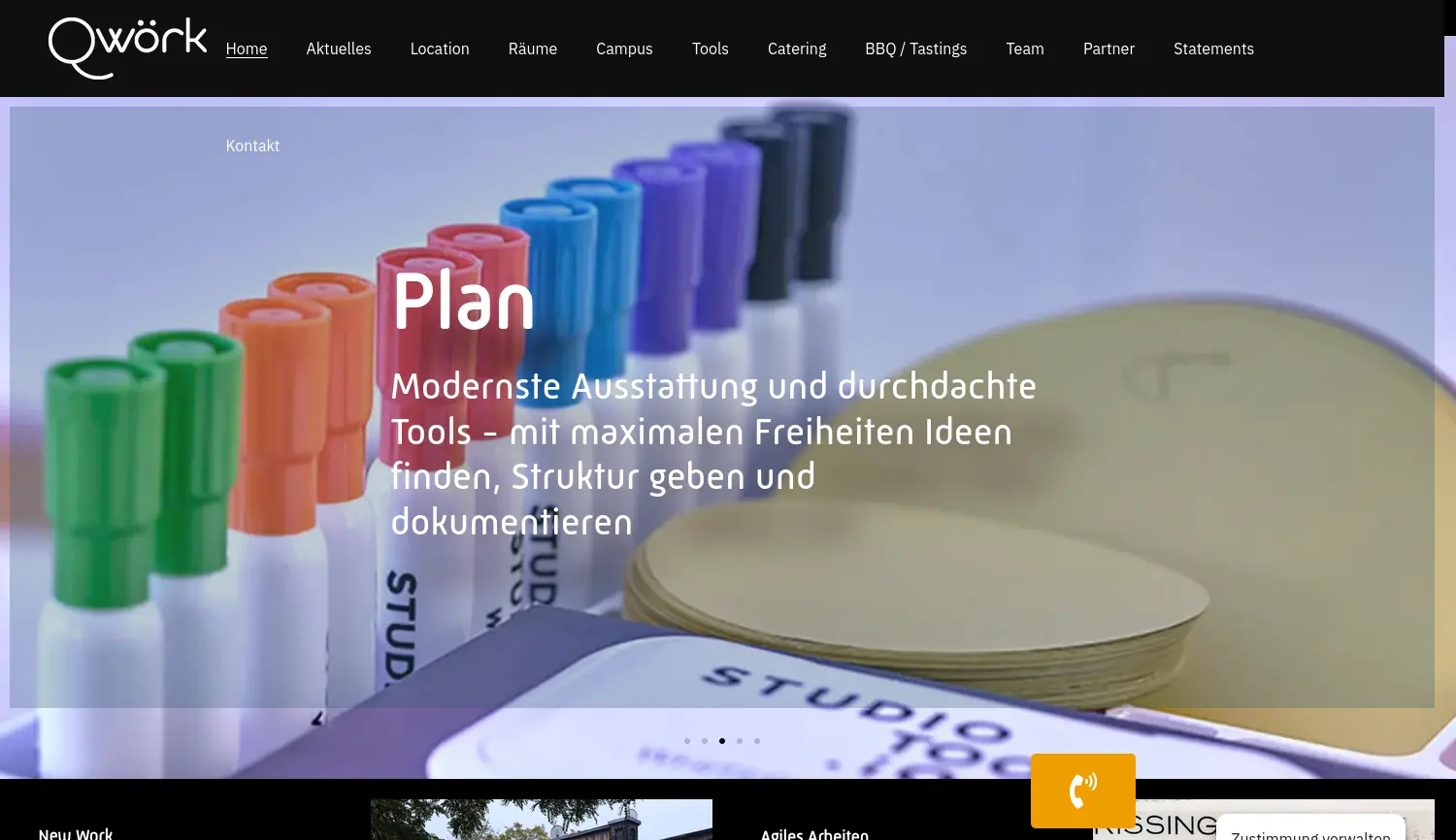 Website der Firma Qwörk - Kissing & Möllmann (Inhaberin: Iserlohner Werkstätten gGmbH)