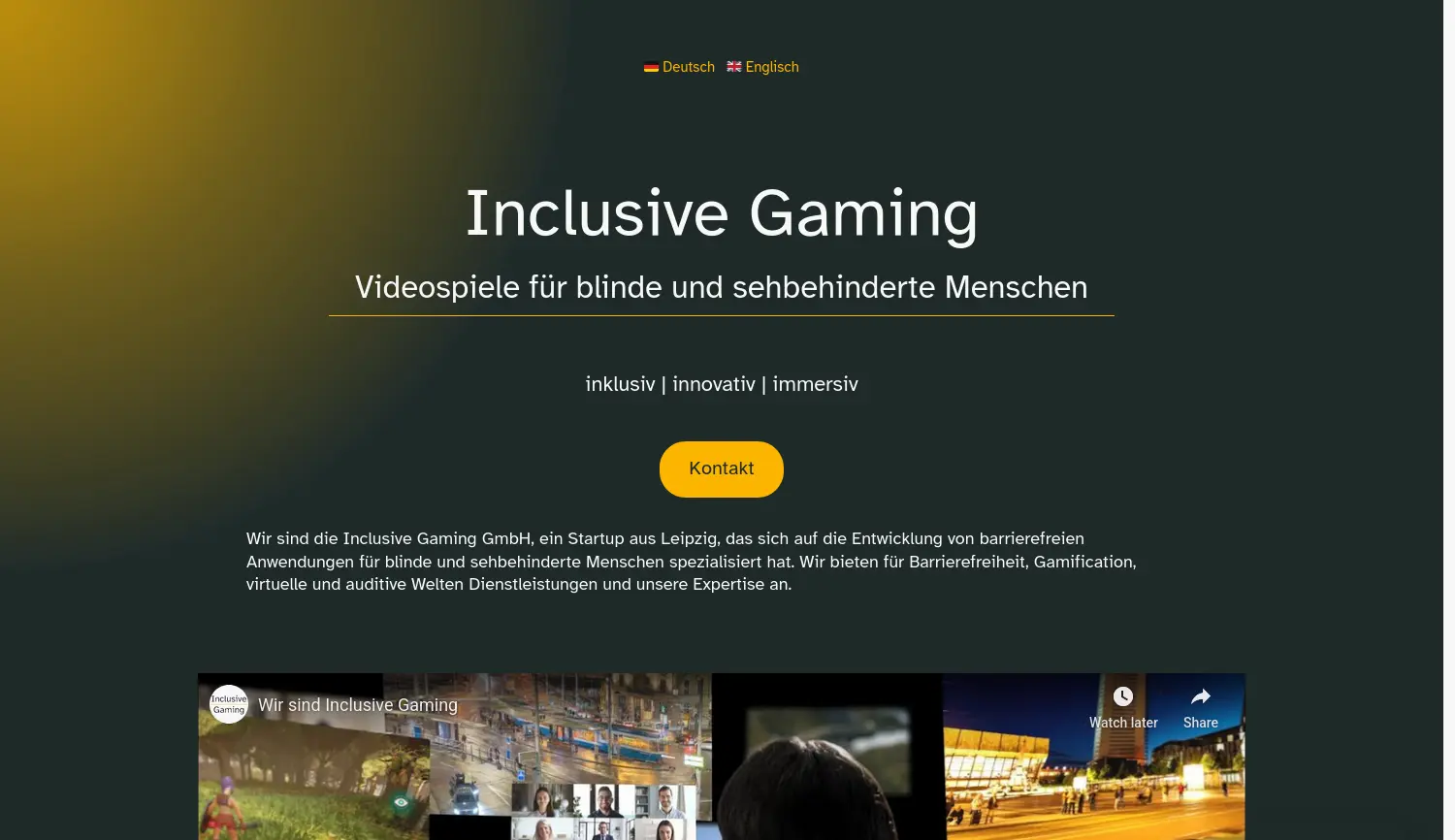 Website der Firma Inclusive Gaming GmbH