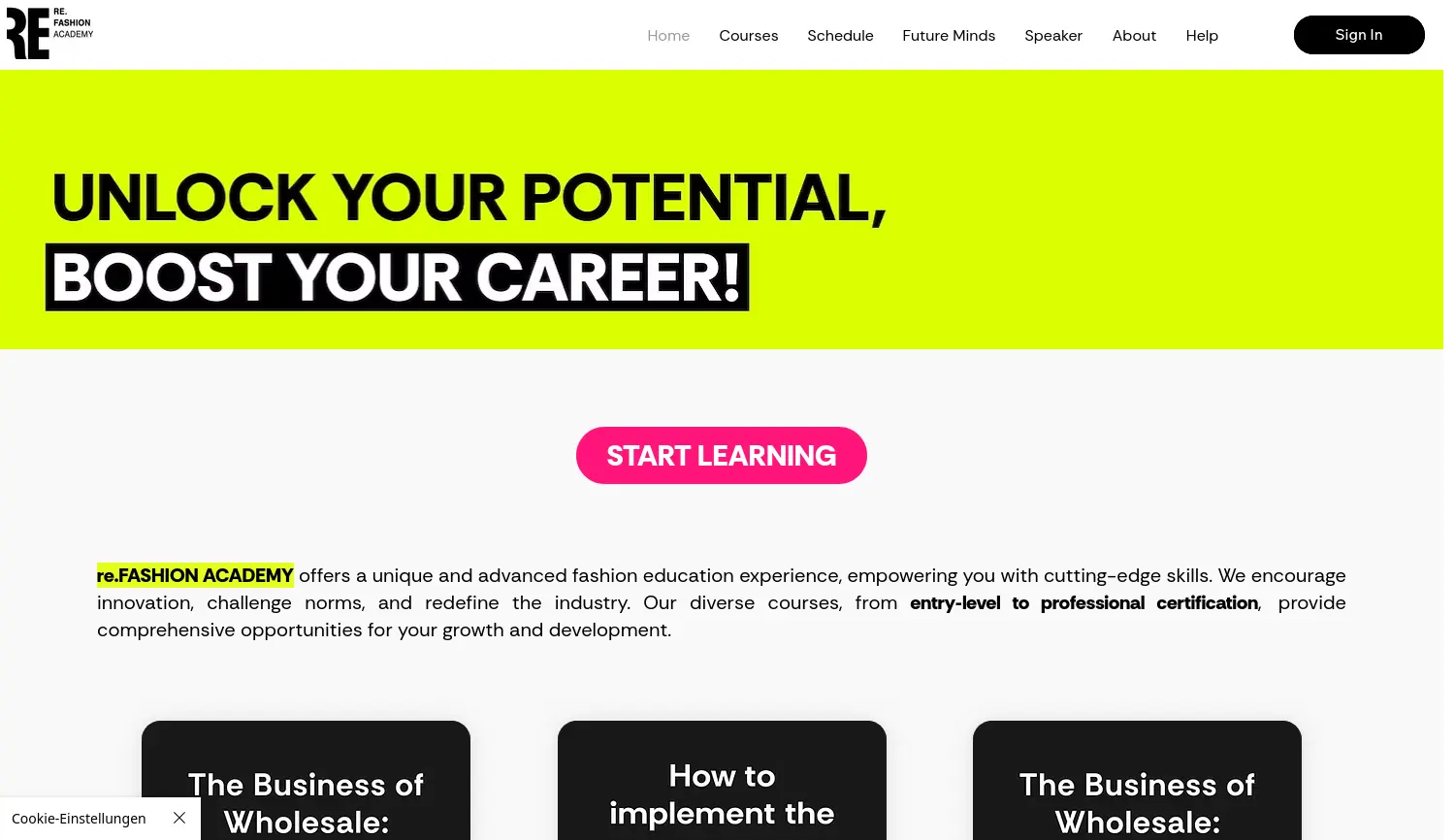 Website der Firma Fashion Council Germany e.V.