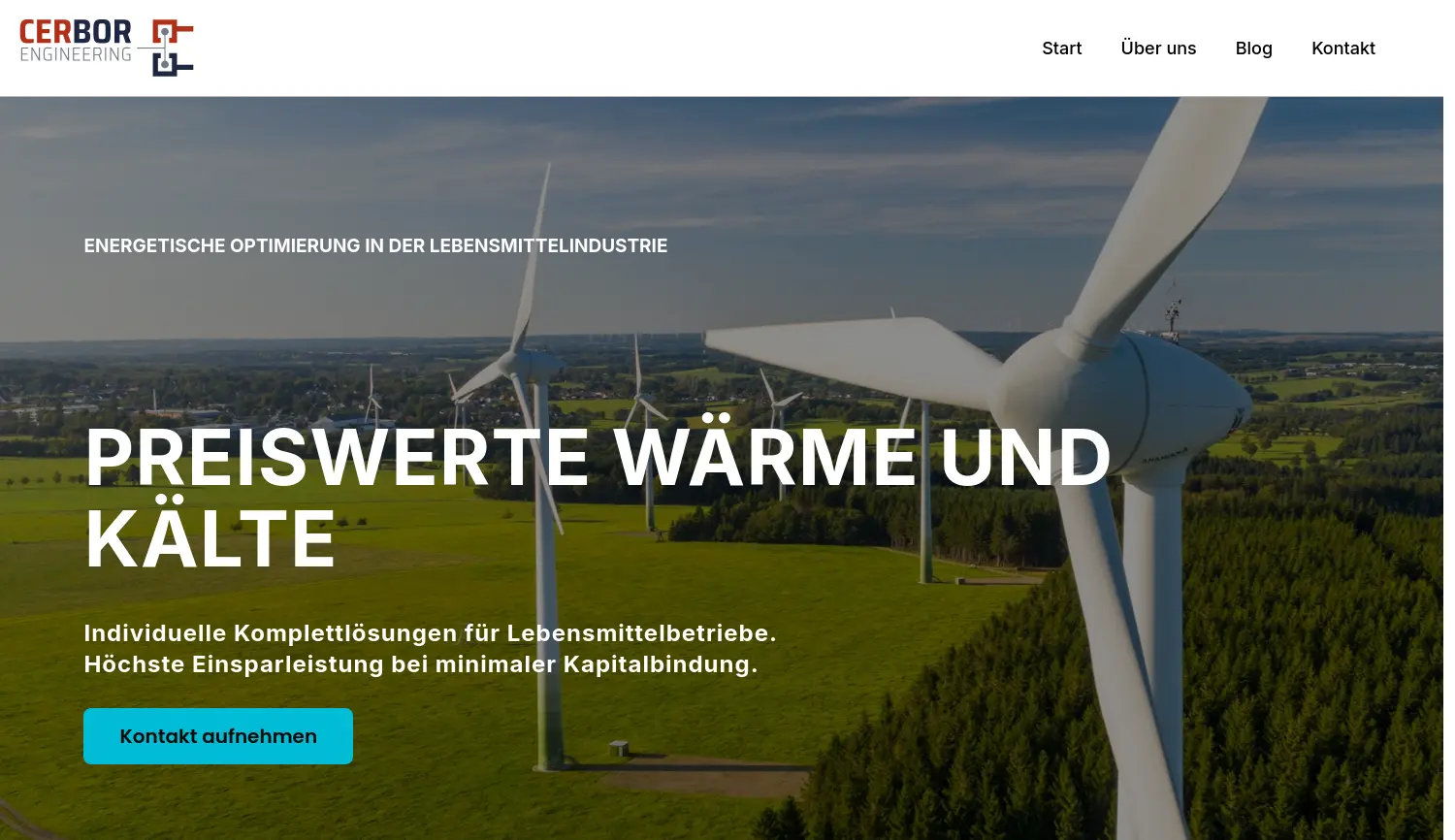 Website der Firma CERBOR Engineering GmbH