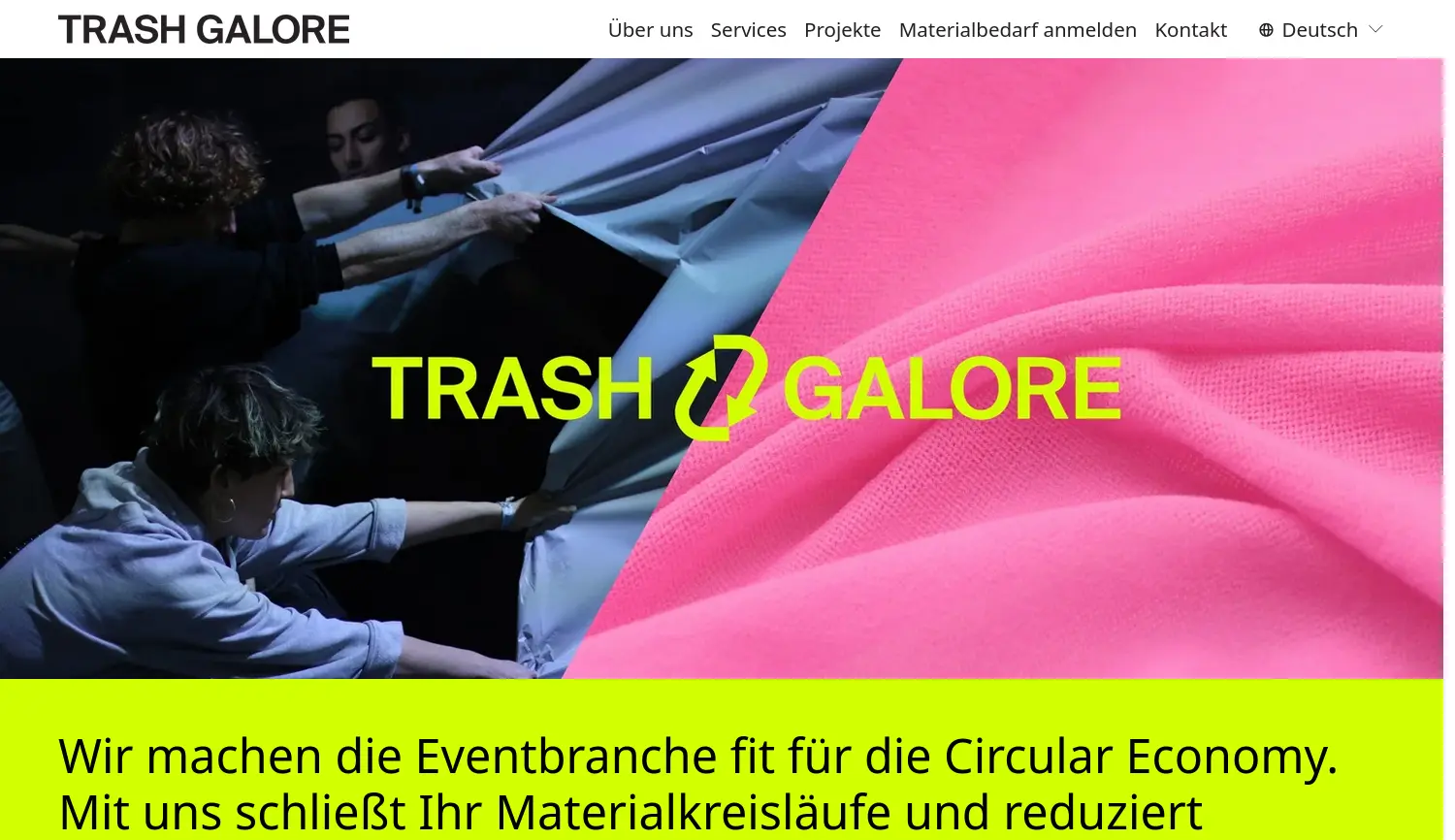 Website der Firma TRASH GALORE GbR