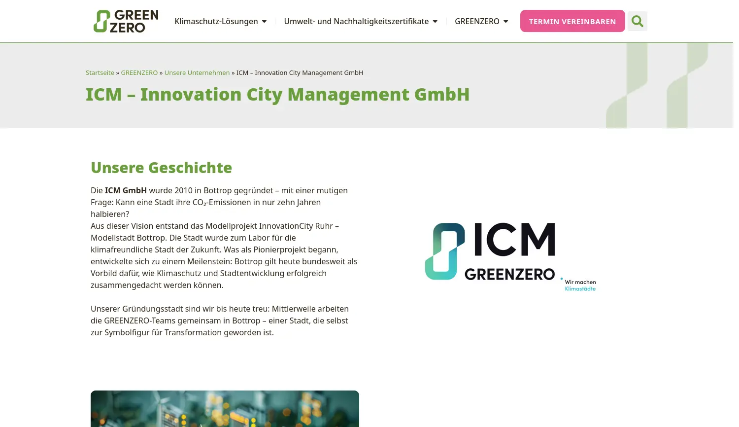 Website der Firma Innovation City Management GmbH