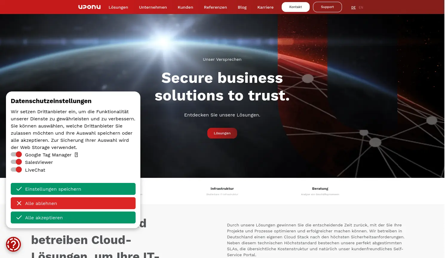 Website der Firma UPONU GmbH