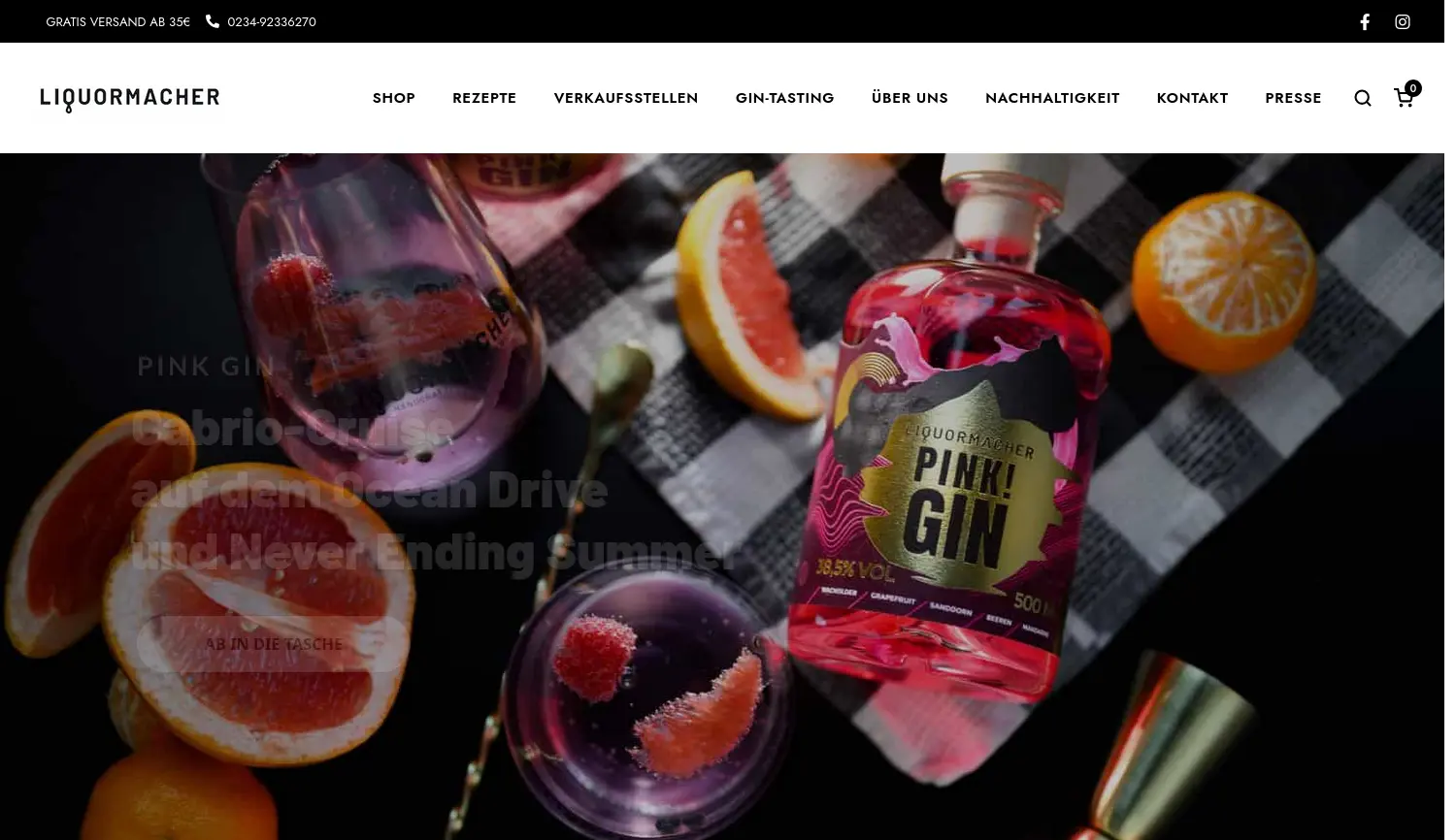 Website der Firma LiquorMacher GmbH