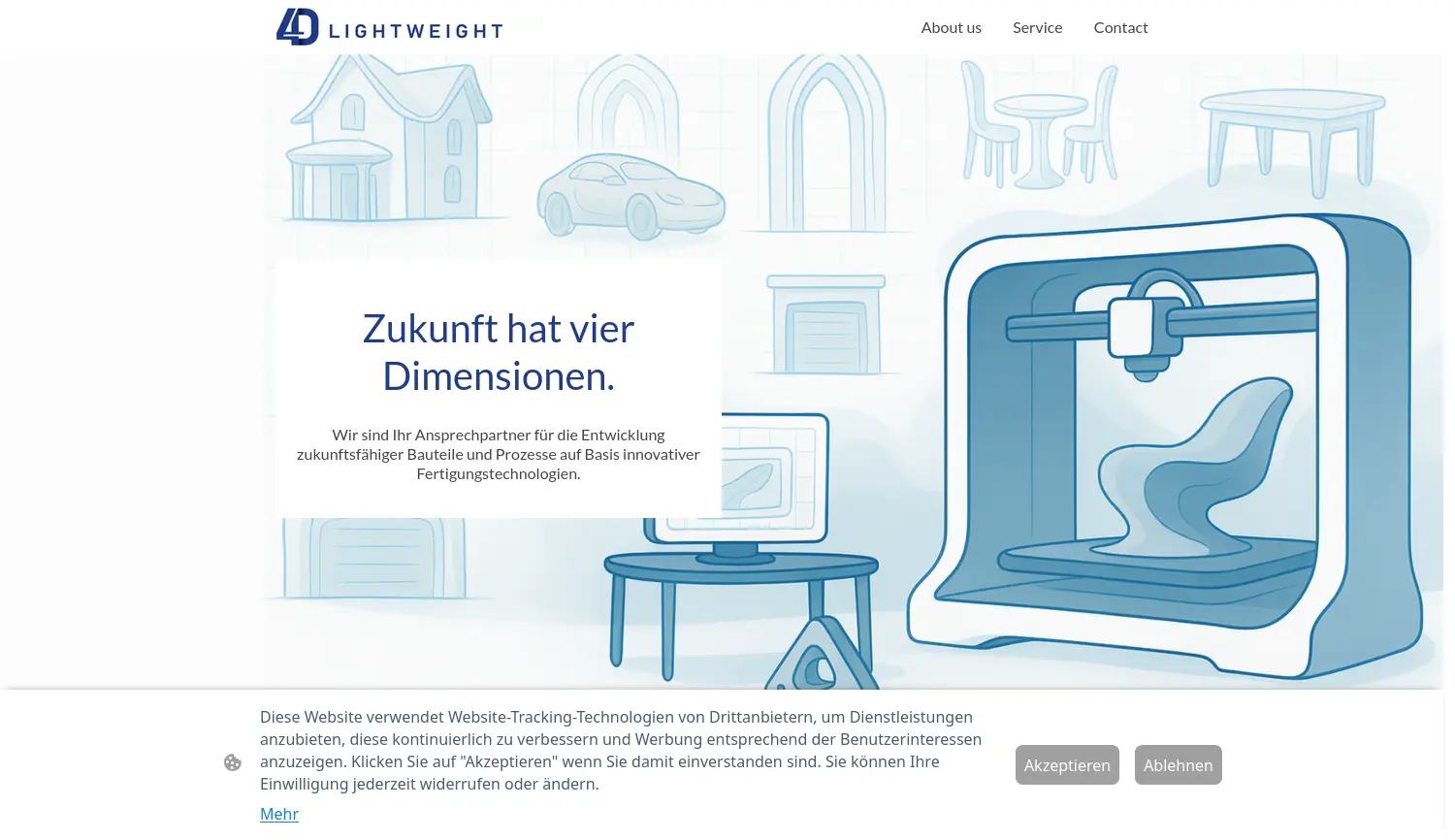 Website der Firma 4D-LIGHTweight GmbH