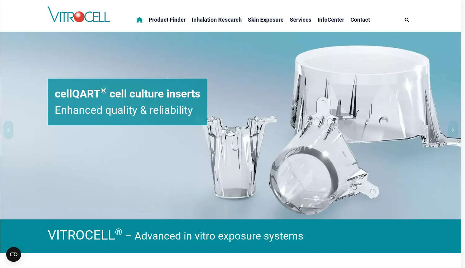 Website der Firma VITROCELL SYSTEMS GmbH