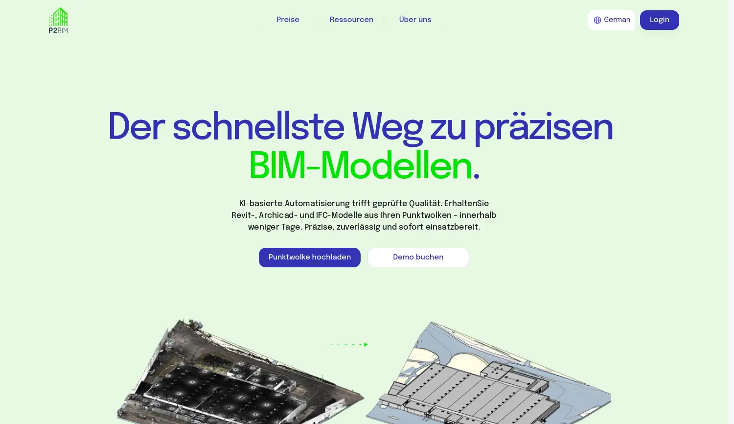 Website der Firma Points2BIM GmbH