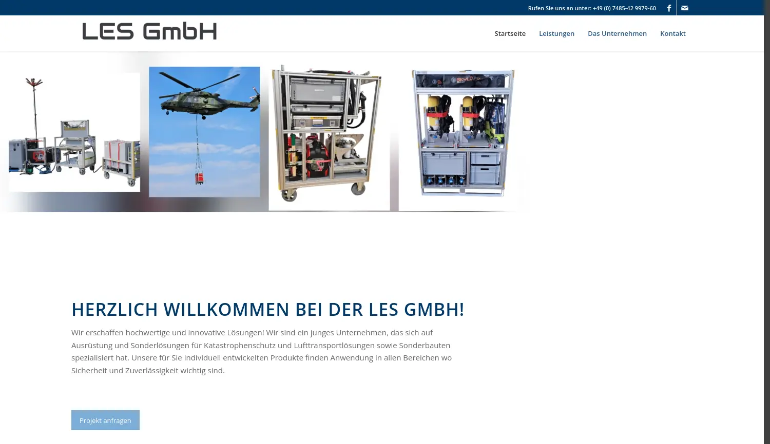 Website der Firma LES GmbH, Lenz Entwicklung und Sonderbau