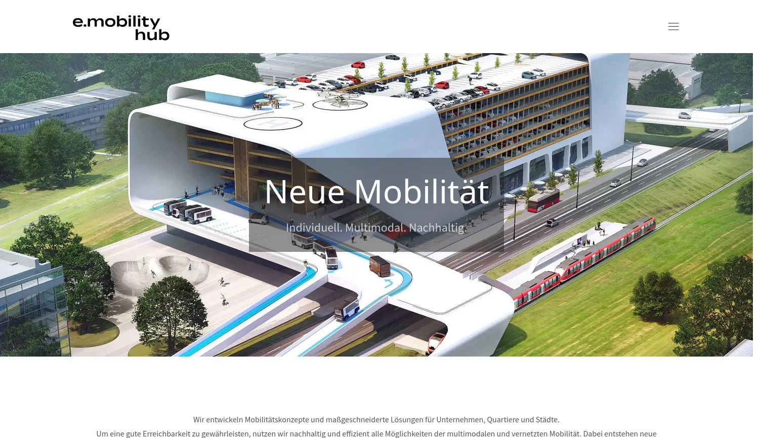 Website der Firma e.mobility.hub GmbH