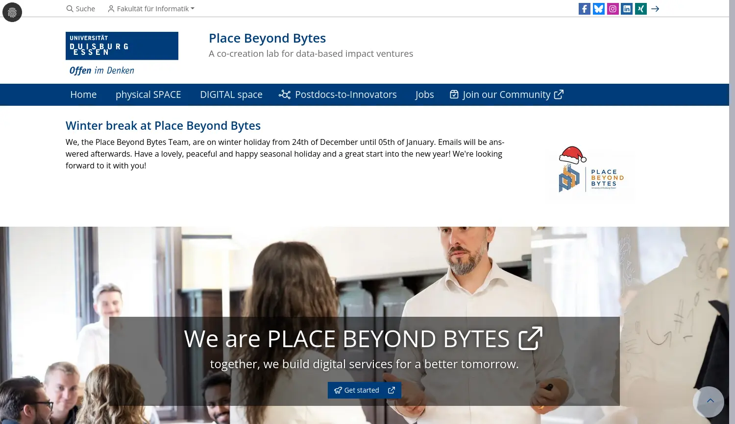 Website der Firma Universität Duisburg-Essen