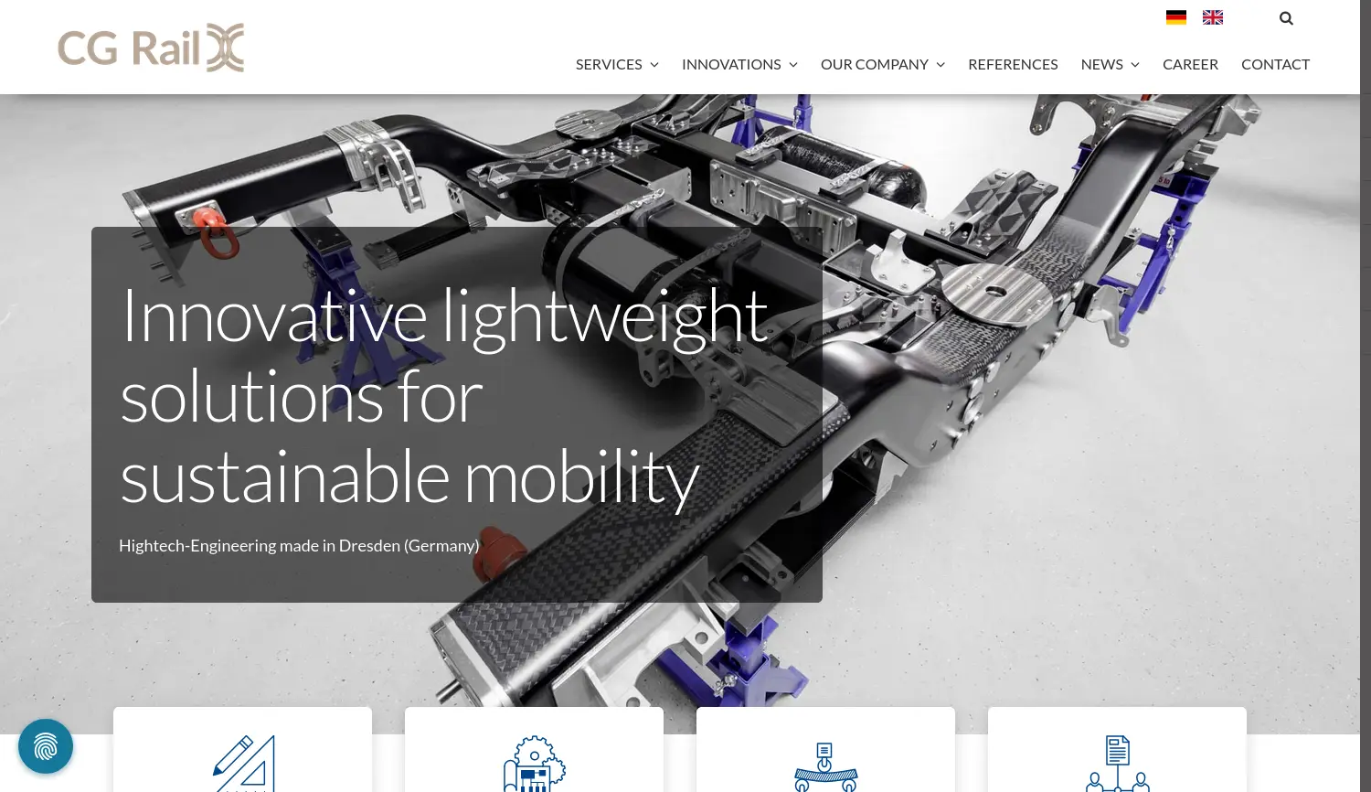 Website der Firma Chinesisch-Deutsches Forschungs- und Entwicklungszentrum für Bahn- und Verkehrstechnik Dresden GmbH