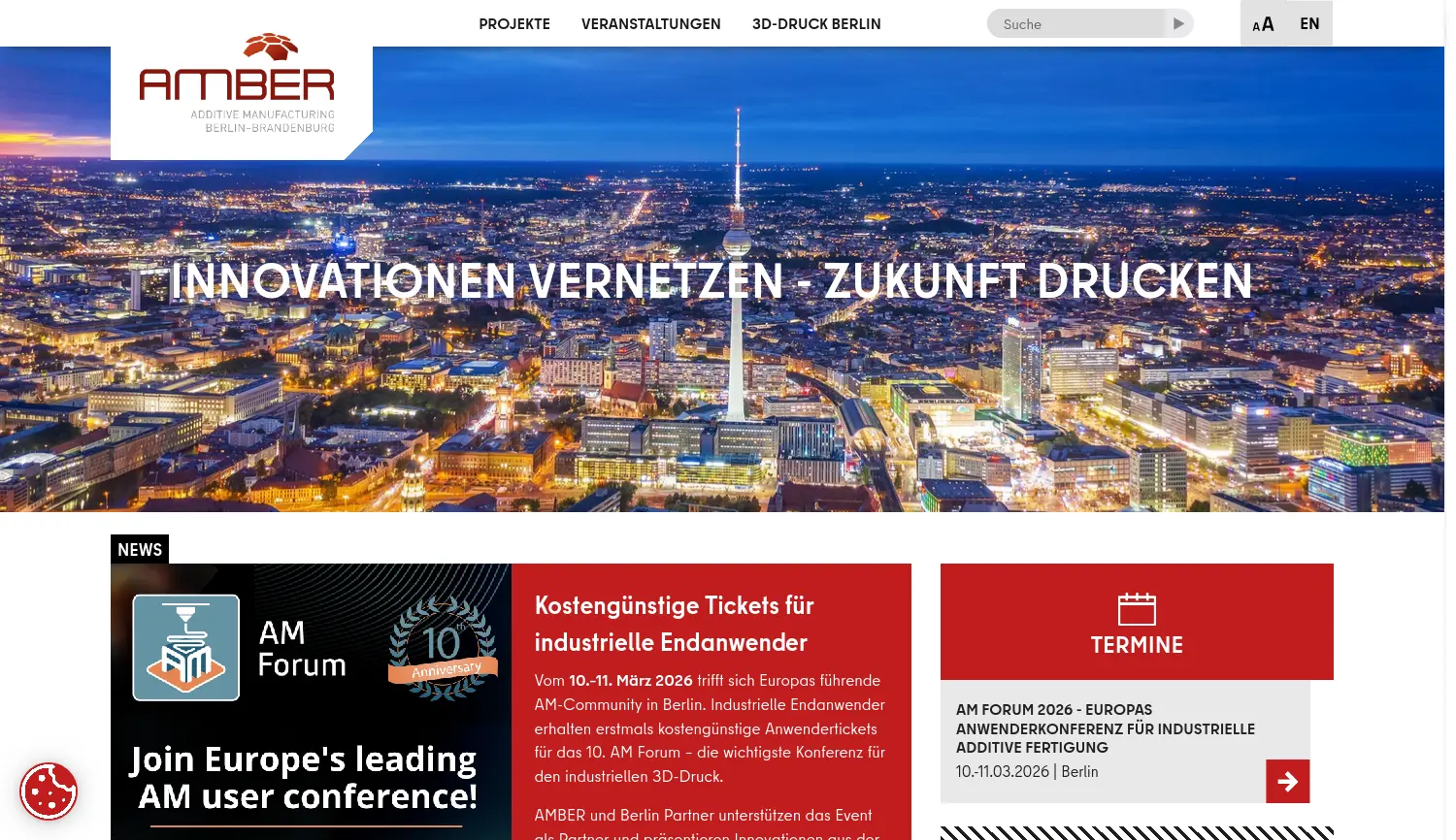 Website der Firma Berlin Partner für Wirtschaft und Technologie GmbH