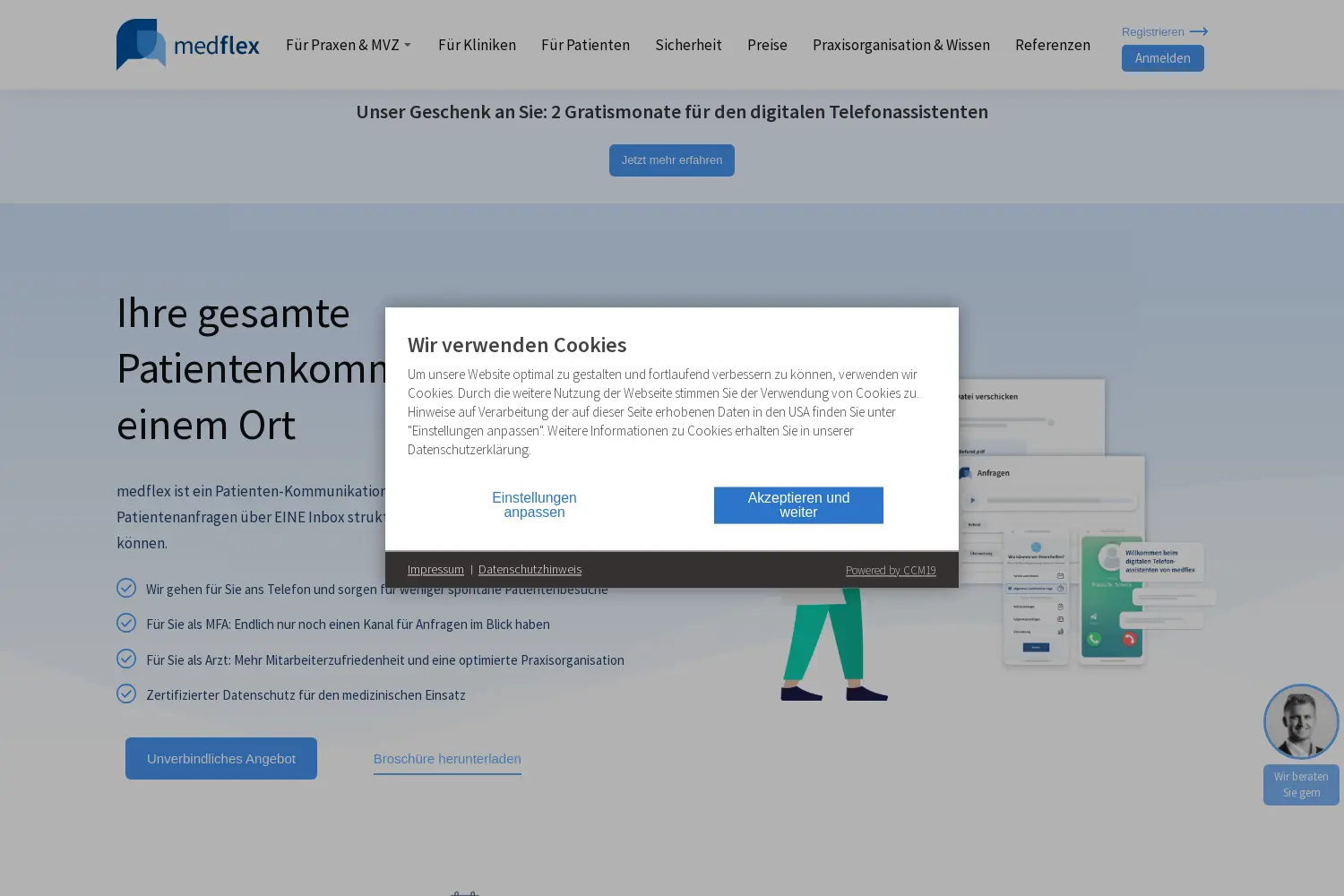 Website der Firma medflex GmbH