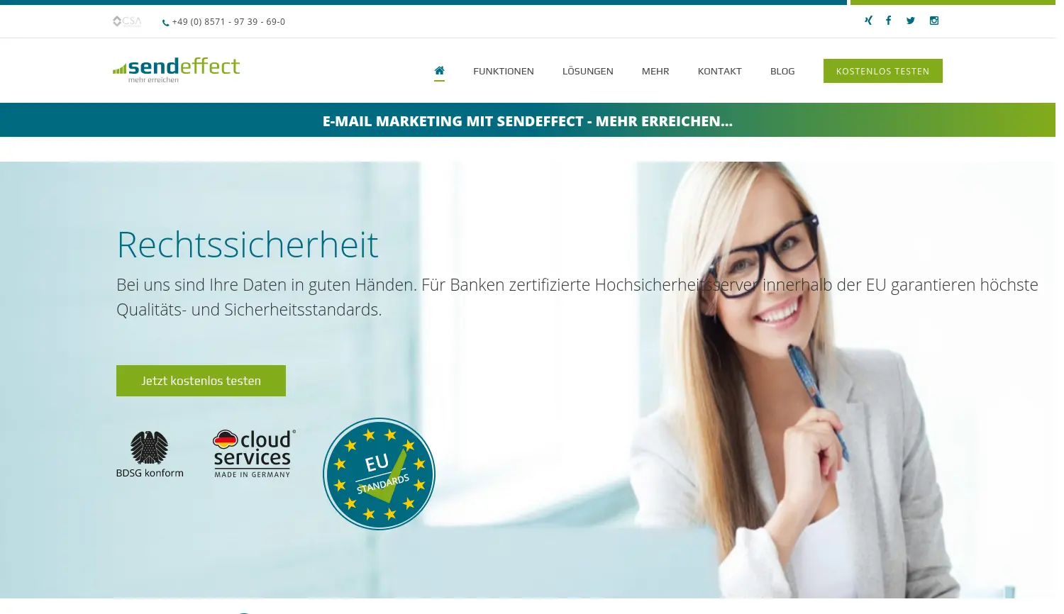 Website der Firma sendeffect GmbH