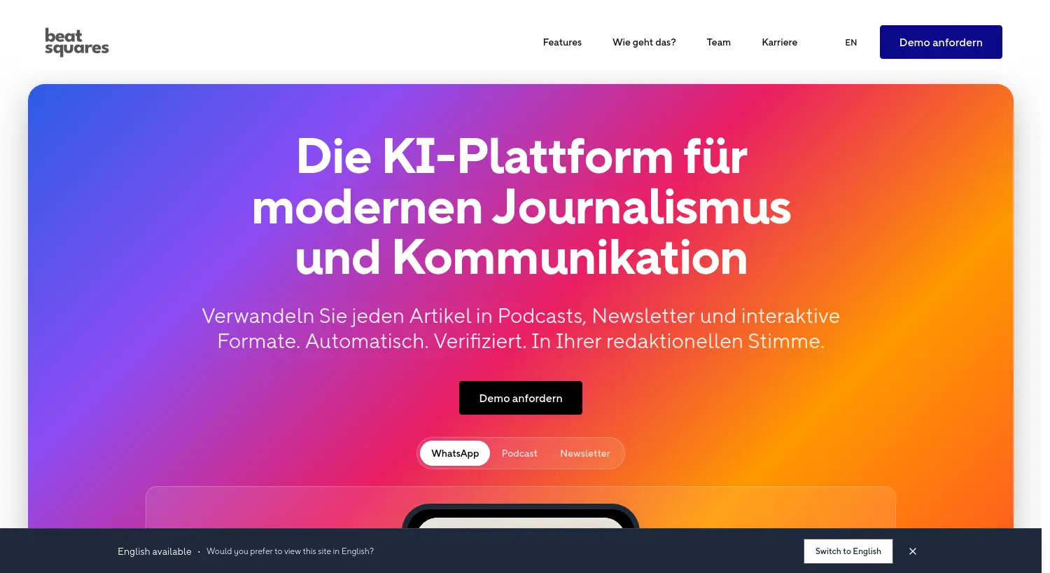 Website der Firma BeatSquares GmbH