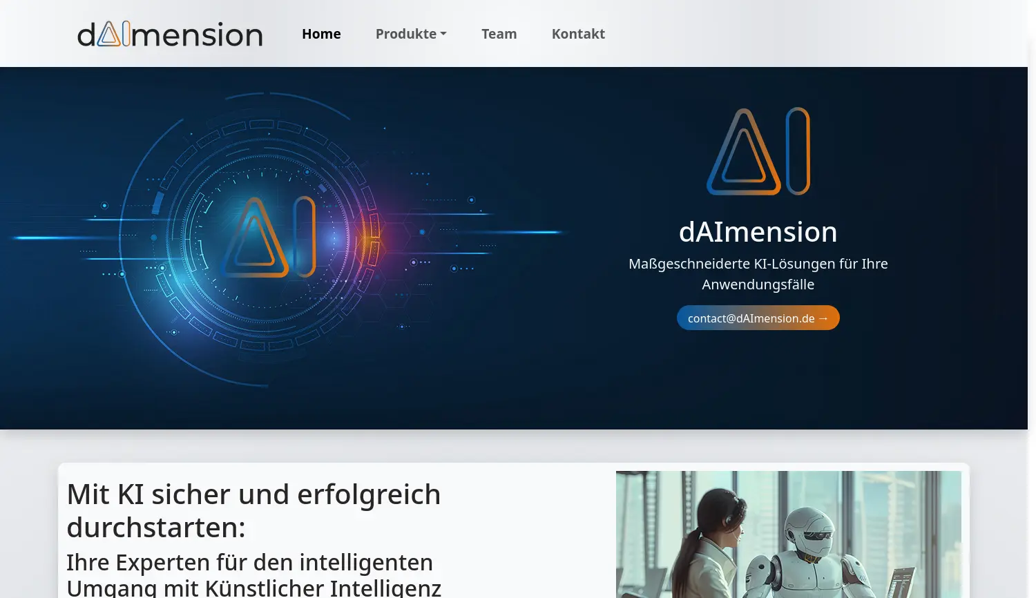 Website der Firma dAImension GmbH