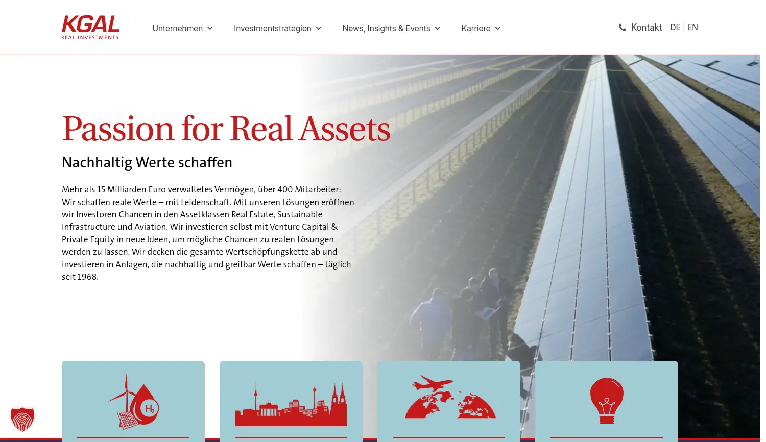 Website der Firma KGAL GmbH & Co. KG