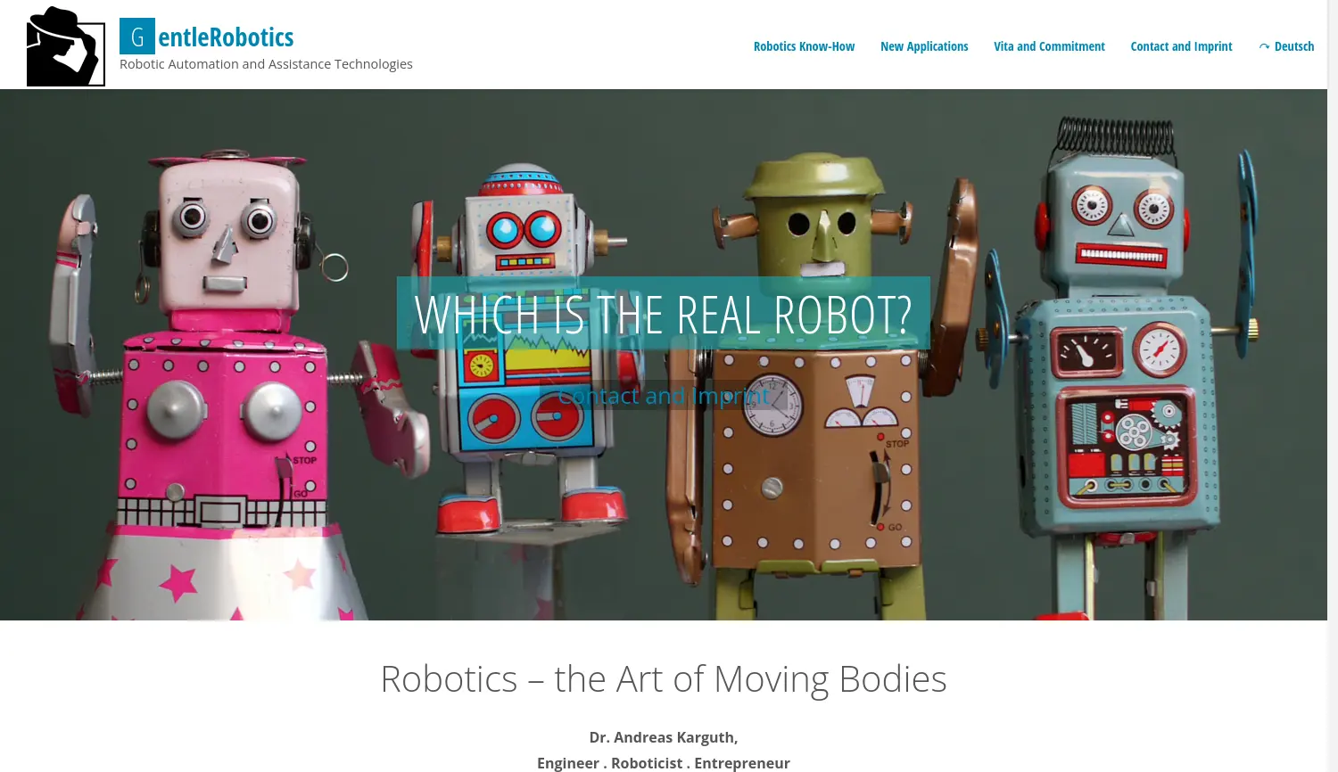Website der Firma GentleRobotics (Marke von Dr. Andreas Karguth)