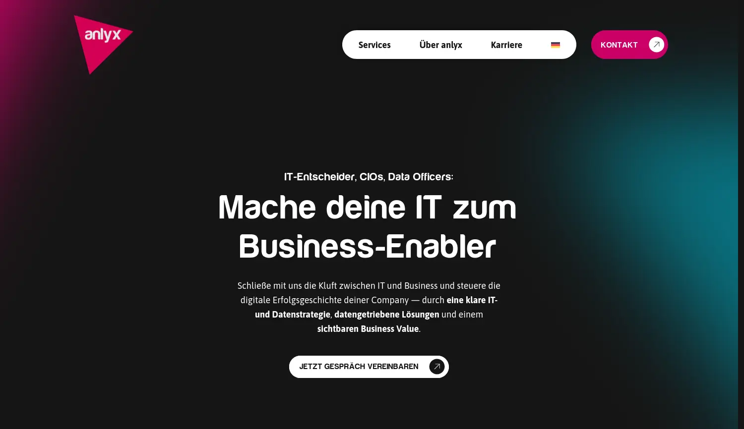 Website der Firma anlyx GmbH