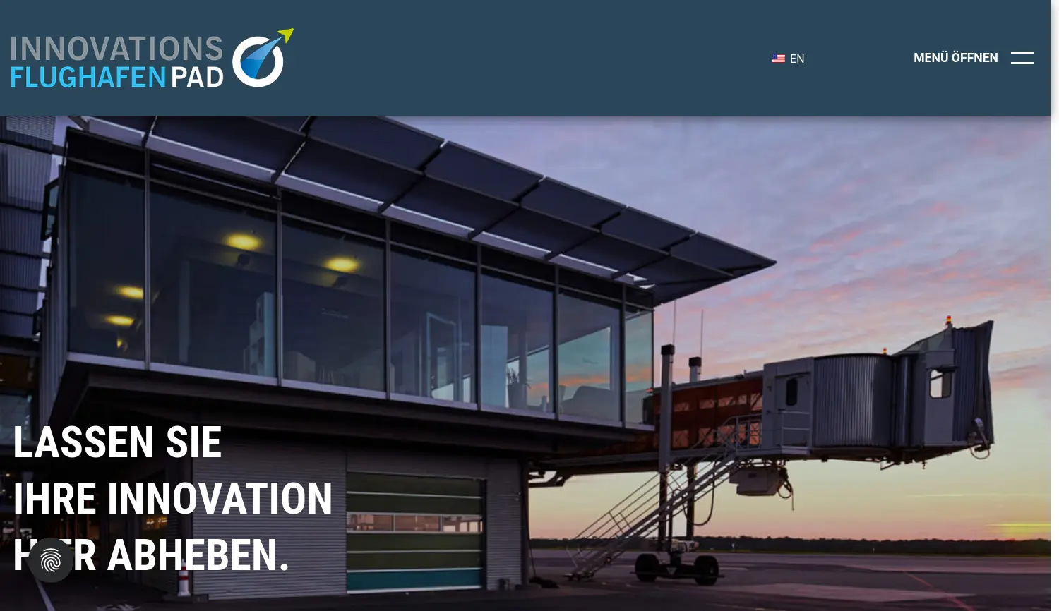 Website der Firma Innovationsflughafen PAD