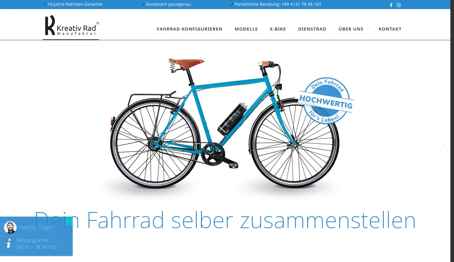 Website der Firma KreativRad GmbH