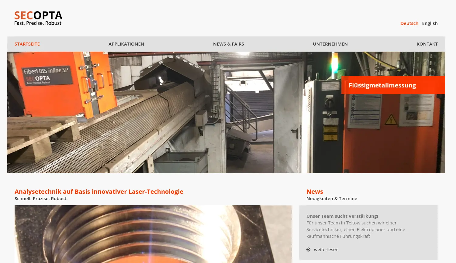 Website der Firma SECOPTA analytics GmbH