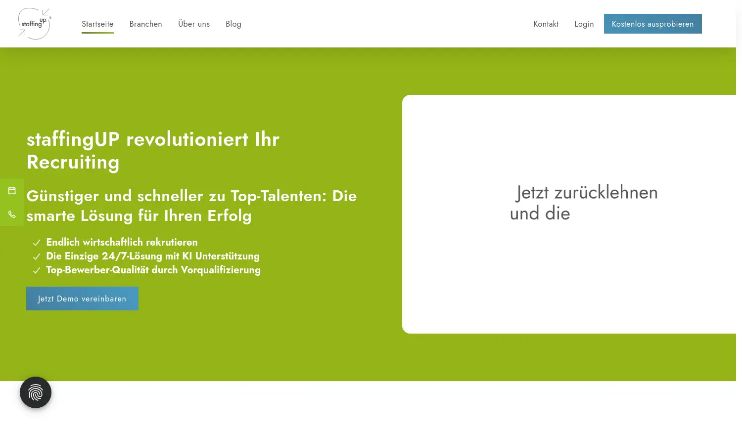 Website der Firma staffingUP GmbH