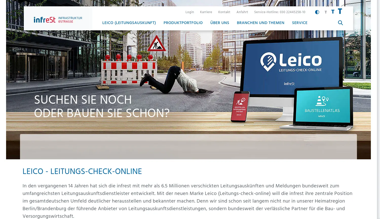 Website der Firma Infrastruktur eStrasse GmbH